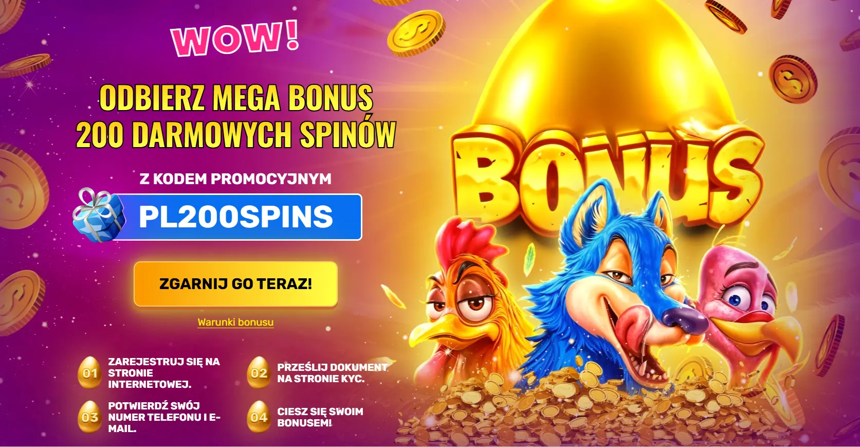 NV Casino – 200 darmowych spinów w Chicken Chase, bonus na Czerwiec 2025